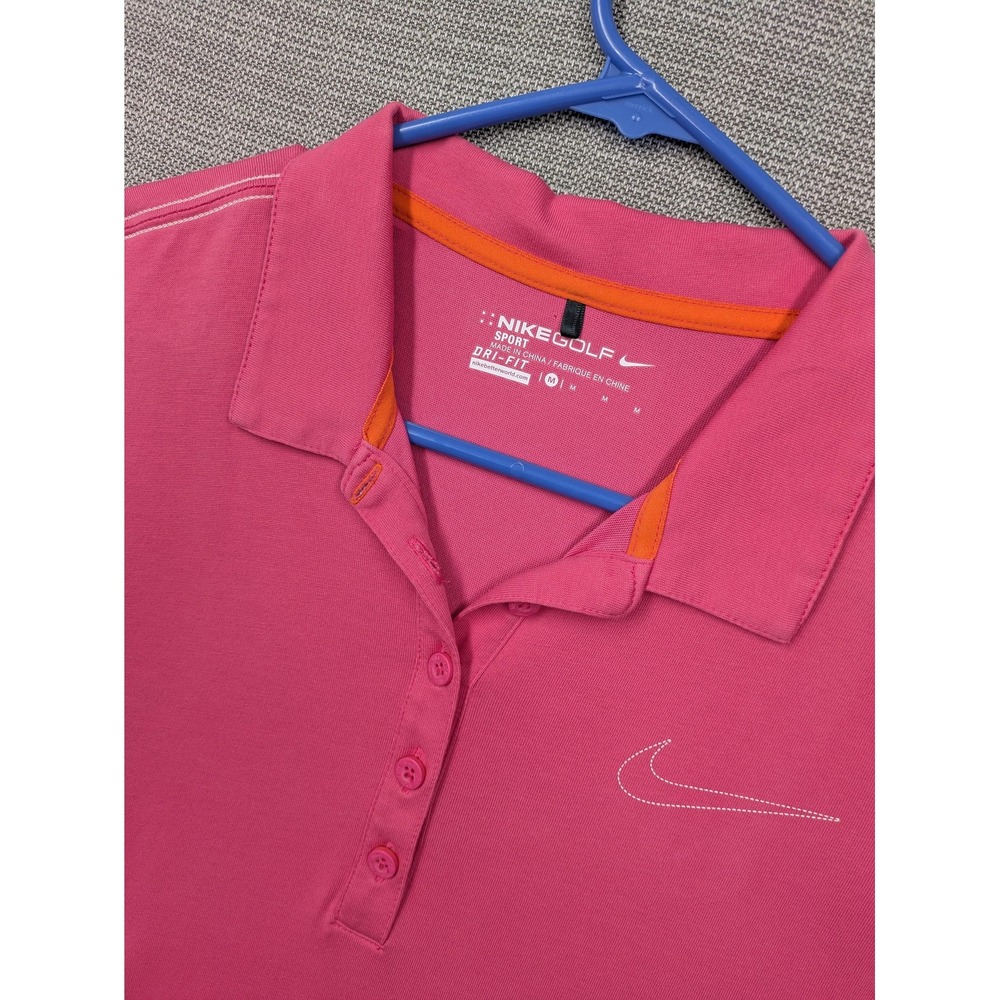 Nike Golf Dri-FIT Polo Shirt Womens Medium Pink Short Sleeve Golf Top Sport